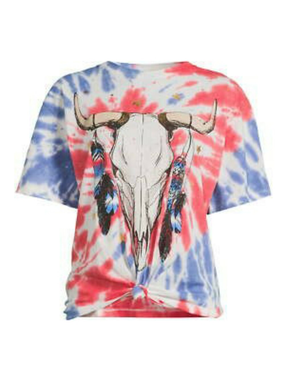 Red Blue Tie Dye Western Tie Front Boyfriend Tee No Boundaries Large 11 13